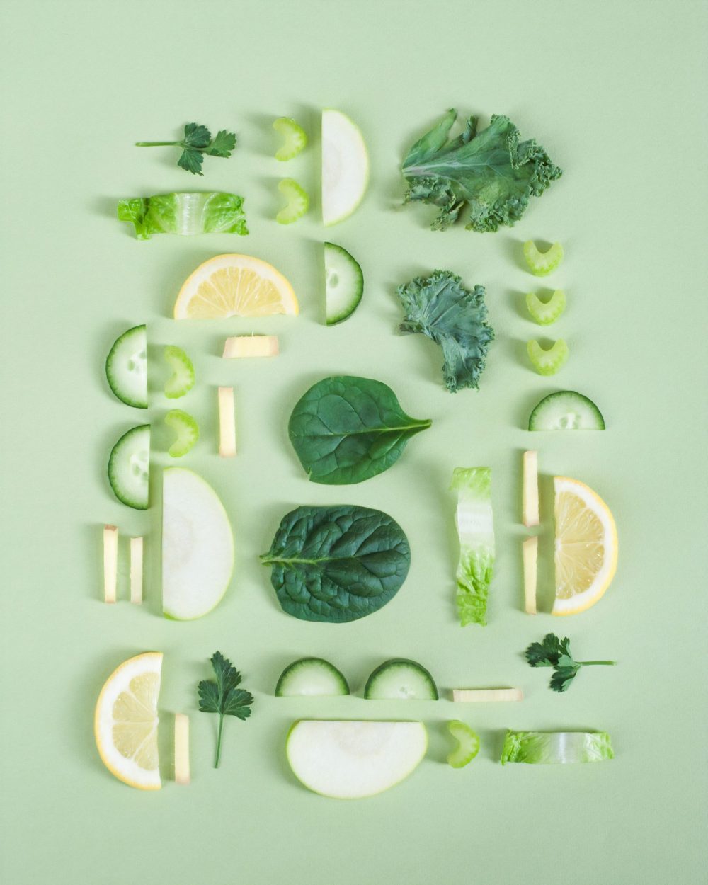 green cut open fruits and vegetables