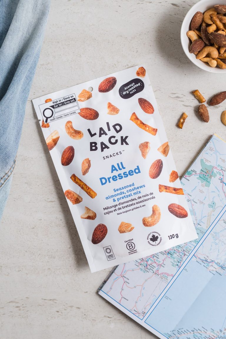 Laid Back Snacks All Dressed bag with map — proudly Canadian